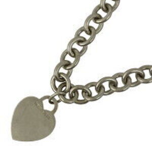 Tiffany Co Heart Motif Chain Necklace Choker Sterling Silver
